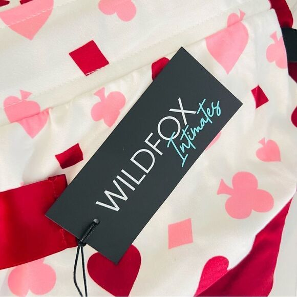 WILDFOX Love's a Gamble Shorty Pajamas Set, 2‎ Piece, Red Hearts, Large & XL NWT - Picture 10 of 10
